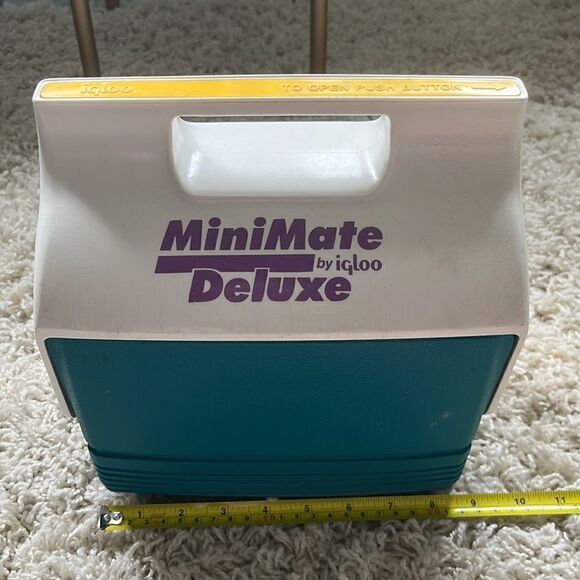Vintage Igloo Mini Mate Teal and Purple Holds 6 Cans Picnic Beach Pool Ice Chest - Picture 9 of 11